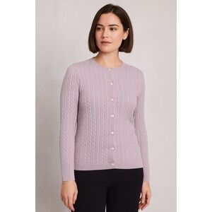 Brooks Brothers 346 Silk Cashmere Cable Knit Cardigan Sweater Womens M